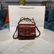 Replica Designer Chloe Original Crocodile skin Leather Top Handle Small Bag 3S030 brown HV10210Bb80