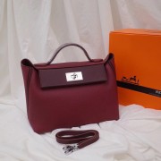 Replica Designer Hermes Kelly togo Leather Tote Bag H2424 Burgundy HV05465Bb80