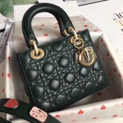 Replica Dior lucky badges Original sheepskin Tote Bag A88035 Blackish green HV00942Ix66