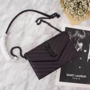 Replica Fashion SAINT LAURENT Monogram leather cross-body bag 263358 black HV09420yI43