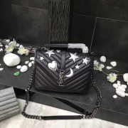 Replica Fashion YSL Flap Bag Calfskin Leather A392737 black silver buckle HV01390yI43