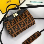 Replica Fendi PEEKABOO REGULAR Horse hair F3302 Black HV09170hD86