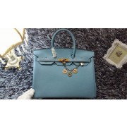 Replica Hermes Birkin 35cm tote bag litchi leather H35 light blue HV10022Ix66