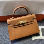 Replica Hermes Kelly 20cm Tote Bag Original Epsom Leather KL20 Camel HV06512Vi77