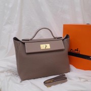 Replica Hermes Kelly togo Leather Tote Bag H2424 grey HV01696XB19