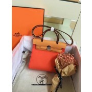 Replica Hermes mini Herbag Original Canvas Leather & Calfskin 45987 orange&brown HV00992TN94