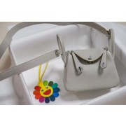 Replica Hermes mini Lindy Togo Leather Bag LD19 grey&Silver-Tone Metal HV00105ec82