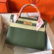 Replica Hermes original Togo leather kelly bag KL320 Blackish green HV05663ED66