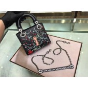 Replica MINI LADY DIOR BAG IN BLACK SMOOTH CALFSKIN EMBROIDERED M920 HV10774VA65