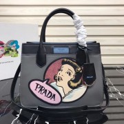 Replica Prada Dual calf leather bag 1BA178 grey&black HV00558iF91