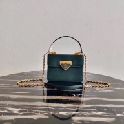 Replica Prada Saffiano leather Prada Symbole bag 1BN021 blackish green HV05153ls37