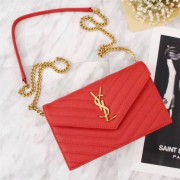 Replica SAINT LAURENT Monogram leather cross-body bag 263358 red HV07201Xe44