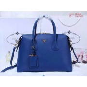 Replica Top Prada litchi leather two-handle bag 0889 blue HV06501Cq58