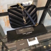 Replica YSL Classic Calfskin Leather Flap Bag 2802 black HV01759iu55