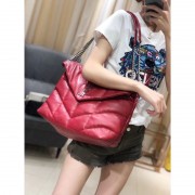 Replica Yves Saint Laurent LOULOU PUFFER MEDIUM BAG IN QUILTED CRINKLED MATTE LEATHER Y577475 Red HV09915Kg43