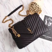 Replica Yves Saint Laurent Monogramme Calf leather Shoulder Bag 26612 black Gold chain HV04353Ye83