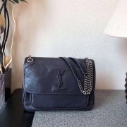 Saint Laurent Classic Calf leather Flap Bag 498894 dark blue HV09413yC28