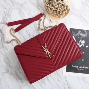 Saint Laurent Classic Monogramme Calf Leather Flap Bag 26588 red HV06087Ty85