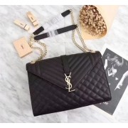 Saint Laurent Classic Monogramme Caviar Leather Shoulder Bag 26808 black Gold chain HV10719rf73