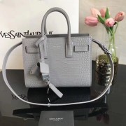 SAINT LAURENT Crocodile-Embossed Leather Organ Bag 392035 Gray HV01892fo19