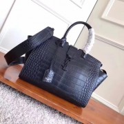 SAINT LAURENT Monogram Cabas crocodile-embossed leather tote 3807 black HV07144Ag46