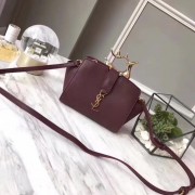 SAINT LAURENT Monogram Cabas small leather shoulder bag 3805 Wine HV05015De45