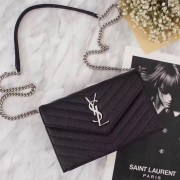 SAINT LAURENT Monogram leather cross-body bag 55070 black HV01751dX32