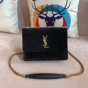 SAINT LAURENT Monogram Sunset medium velvet cross-body bag 442906 black HV00868DI37