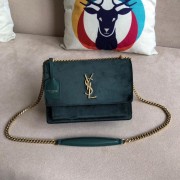 SAINT LAURENT Monogram Sunset medium velvet cross-body bag 442906 green HV01763Zf62