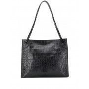 SAINT LAURENT NIKI MEDIUM SHOPPING BAG IN CRINKLED LEATHER Y577999 black HV02049fr81