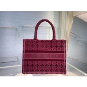 SMALL DIOR BOOK TOTE Burgundy Cannage Embroidered Velvet M1287Z HV06034FA31