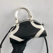 Top Prada Calf skin tote 1BD071 black&white HV09110yq38