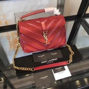 YSL Classic Calfskin Leather Flap Bag 2802 red HV04918Kf26