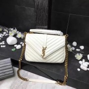 YSL Flap Bag Calfskin Leather 392737 white Gold buckle HV01774vK93