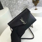 ysl small kate satchel original Calf leather 2822 black silver chain HV07677PC54