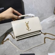 Yves Saint Laurent Calfskin Leather Shoulder Bag Y533036 White&gold-Tone Metal HV08855FT35