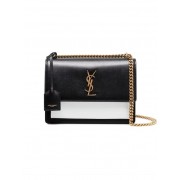 Yves Saint Laurent Calfskin Leather Shoulder Bag Y542206B black&white HV05622io33