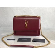 Yves Saint Laurent Calfskin Leather Shoulder Bag Y542206B red HV07222Bw85