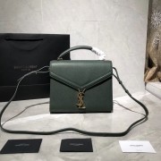 Yves Saint Laurent CASSANDRA TOP HANDLE MEDIUM BAG IN GRAIN DE POUDRE EMBOSSED LEATHER Y578000 Green HV00515rd58