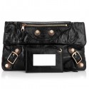 Balenciaga Flap Clutch Bag Eggplant 330 Black Gold HV00682Pf97