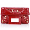 Balenciaga Flap Clutch Bag Eggplant 330 Red Gold HV00056jo45