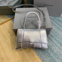 Balenciaga HOURGLASS SMALL TOP HANDLE BAG B108895-1 Silver HV08401Dq89
