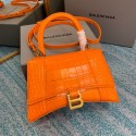 Balenciaga HOURGLASS SMALL TOP HANDLE BAG crocodile embossed calfskin B108895E orange HV04257ta99