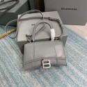 Balenciaga Hourglass XS Top Handle Bag shiny box calfskin 28331 grey HV00287Bw85