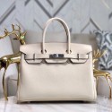 Best Replica Hermes original Epsom Leather HB35O cream&silver Metal HV07025bj75