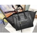 Celine LUGGAGE PHANTOM Tote Bag C3372 Croco Leather black HV07628Yv36