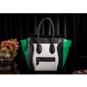 Celine Luggage Tote Bag Original Leather 3308 White&Black&Green HV03130NP24