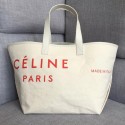 CELINE MEDIUM MADE IN TOTE IN TEXTILE 83180 WHITE & RED HV00734Sy67