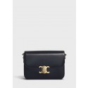 CELINE MEDIUM TRIOMPHE BAG IN SHINY CALFSKIN CL87363 BLACK HV02432ta99