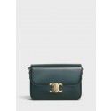 CELINE MEDIUM TRIOMPHE BAG IN SHINY CALFSKIN CL87363 GREEN HV05702Xw85